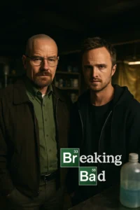 Laboratório minimalista com vidrarias e luz dramática